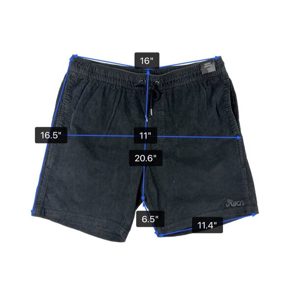 Rvca Mens Black Cotton Blend Shorts Medium Adjustable Drawstring Casual 17" Leng - Picture 11 of 11